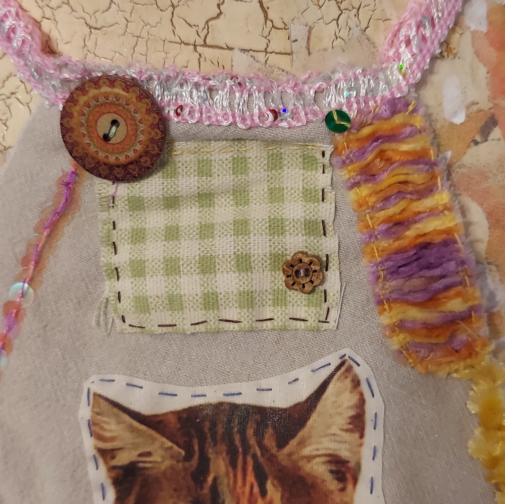 JABOT Handmade NECK ADORNMENT Kitten Patch Crushed velvet ONE OF A KIND - Picture 8 of 10